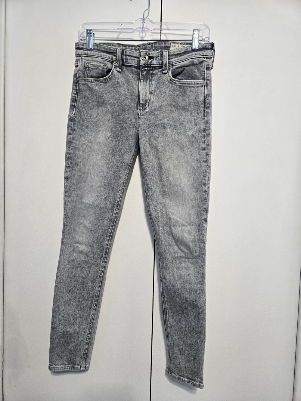 Rag & Bone Cate Mid Rise Ankle Skinny Jeans 27 Gray Acid Wash‎ Stretch